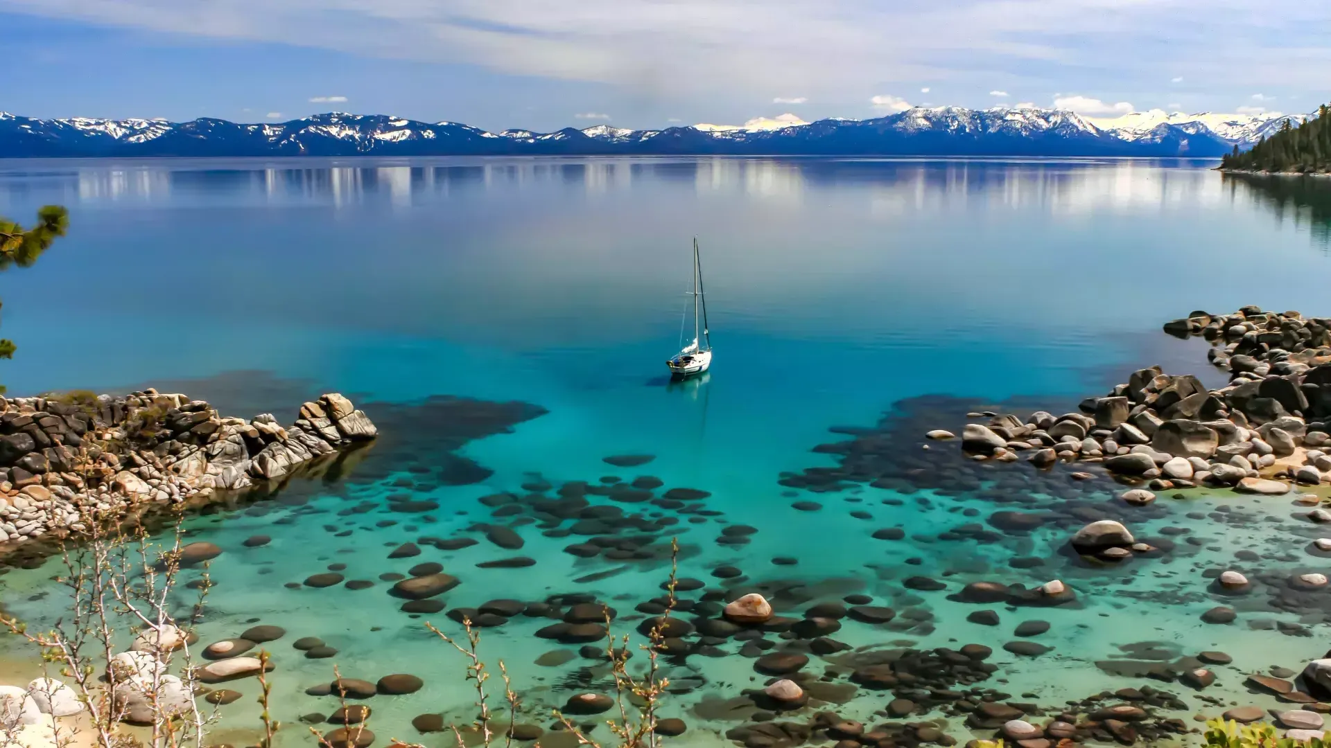 L'eau bleue cristalline du lac Tahoe